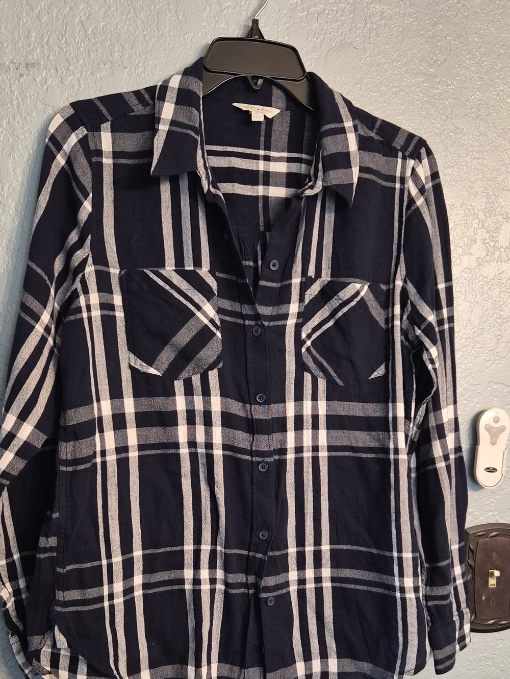 Lucky Brand Navy and White Plaid Shirt
